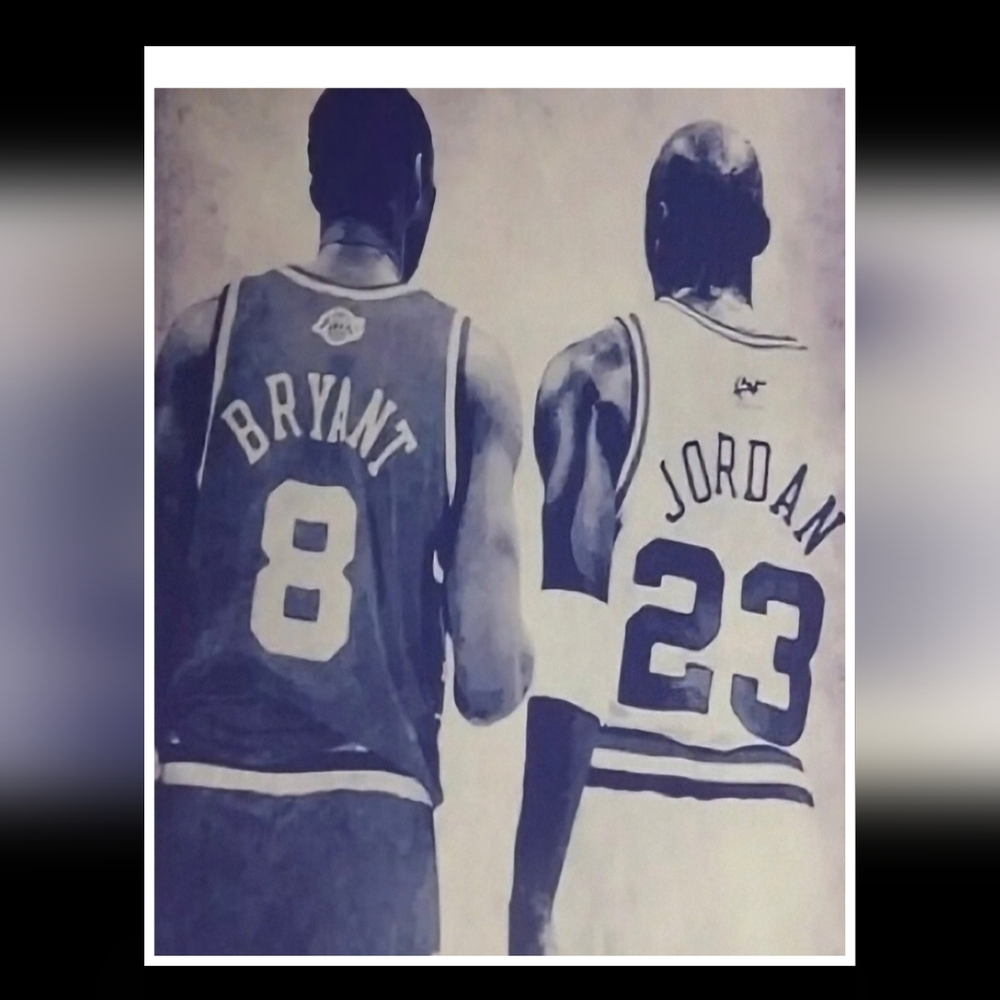 NEW!💯 KOBE BRYANT & MICHAEL JORDAN 8.5x11 ULTRA GLOSSY REPRINT 2003 ART POSTER!